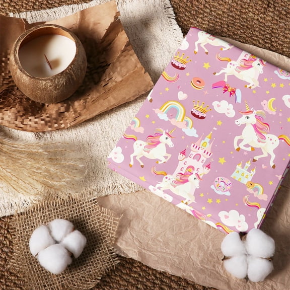 Erosebridal Unicorn Lilac Print 100% Cotton Fabric by the Yard 2 Yards, Sweet Fantasy Sewing Fabric