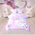 thumbnail image 1 of Erosebridal Unicorn Stars Bedding Sets Twin Size,Geometric Stripes Comforter Sets with Sheets,Dreamy Princess Bed in a Bag Twin size,Super Cozy Cartoon Room Decor,Reversible,7-Piece, 1 of 6