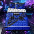 thumbnail image 1 of Erosebridal Urban Tech Game Controller Pattern Zipper Twin Comforter Sets with Fitted Sheet and 2 Pillowcases,Gear Element Print Zipper Bedding Set,Royal Blue Black,Reversible, 1 of 6