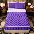 thumbnail image 1 of Erosebridal Vibrant Geometric Square Zipper Queen Comforter Set with Fitted Sheet and 2 Pillowcases,Continuous Grid Block Zipper Bedding Set,Purple,Reversible, 1 of 6