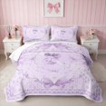 thumbnail image 1 of Erosebridal Vibrant Satin Bow Ribbon Twin Quilt Set for Girls, Romantic Floral Print Twin Coverlet Set, 2-Piece 1 Bedspread and 1 Pillowcase, 1 of 7