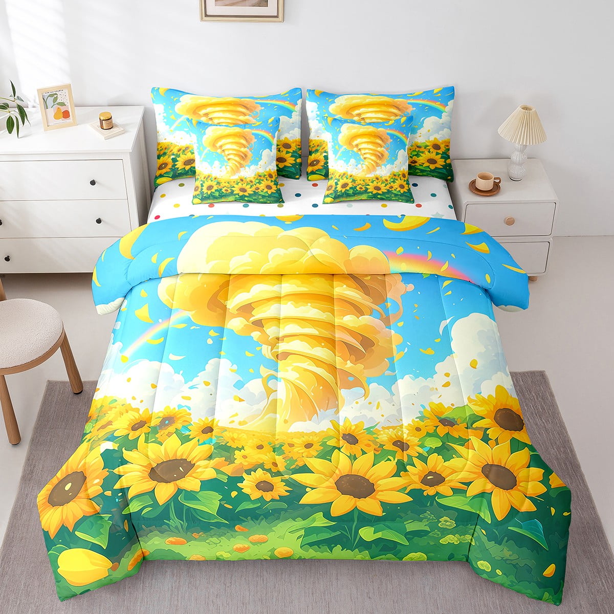 Erosebridal Vibrant Sunflower Bedding Sets King with Comforter, Gold ...