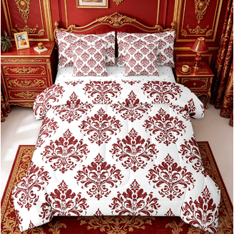 Damask Bedding Sets in Black Blue Red and More Home Comforts