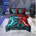thumbnail image 1 of Erosebridal Video Game Bed in a Bag Full size,Blue Red Neon Bed Set,Geometric Honeycomb Bedding Full Size,Lightweight Gamepads Bedroom Decorative,Reversible,7-Piece, 1 of 6