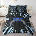 thumbnail image 1 of Erosebridal Video Game Bedding Sets King Size,Stripes Lines Bed in a Bag King size,Black Blue Bedding King Size,Microfiber Male Bedroom Decor,Reversible,7-Piece, 1 of 6