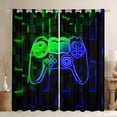 thumbnail image 1 of Erosebridal Video Game Curtains for Living Room,Green Blue Curtains and Drapes (52Wx84L),Futuristic Cubes Curtains Pack of 2 (52Wx84L),Gamepads Room Decorative, 1 of 6
