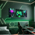 thumbnail image 1 of Erosebridal Video Game Theme Canvas Wall Art Set of 3 Teens Room, Gamer Gaming Wall Decor for Kitchen, Green, 1 of 5