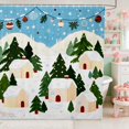 thumbnail image 1 of Manfei Village Waterproof Shower Curtain 72Wx72L Snow Bathroom Curtain, Red Gold, 1 of 5