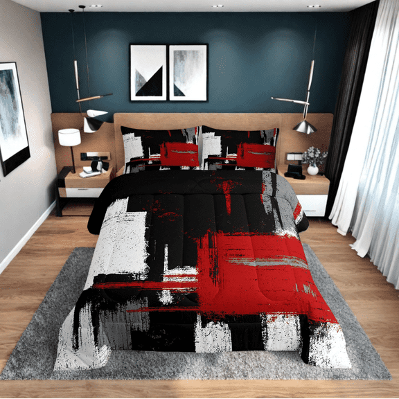 Erosebridal Vintage Abstract Bedding Twin Comforter Set, Minimalism Down Comforter, Mid Century Decor, Reversible 2 Pieces