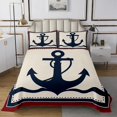 thumbnail image 1 of Erosebridal Vintage Anchor Bedspread Sets Twin Size, Coastal Sea Bed Quilt, Nautical Theme Decor, 2pcs, 1 of 5