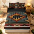 thumbnail image 1 of Erosebridal Vintage Aztec Zipper Twin Comforter Sets with Fitted Sheet and 2 Pillowcases, Traditional Bear Zipper Bedding Set, Forest Red Rust, Black Reversible, 1 of 7