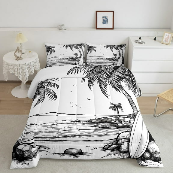 Erosebridal Vintage Beach Comforter Sets Twin Size, Surfboard Comforters & Duvets, Ocean Sports Decor, Microfiber 2 Pieces