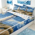 thumbnail image 1 of Erosebridal Vintage Beach Lighthouse Zipper Full Size Comforter Sets with Fitted Sheet and 2 Pillowcases for Girls Boys, Seagull Sand Ocean Zipper Bedding Set, Polkadot Reversible, 4-Piece, 1 of 7