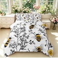 thumbnail image 1 of Erosebridal Vintage Bee Full Size Comforter Sets,Lovely Floral Bedding Comforter Set,White Black,Reversible,3 Pieces,1 Comforter and 2 Pillowcases, 1 of 7