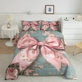 thumbnail image 1 of Erosebridal Vintage Bow-tie Bedding Queen Comforter Set, Rose Flower Down Comforter, Mid Century Reversible Comforters & Duvets, Lightweight Room Decor, 3 Pieces, 1 of 8