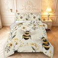 thumbnail image 1 of Erosebridal Vintage Bug Bee Full Size Comforter Sets,Kawaii Sunflower Floral Bedding Comforter Set,Cream Black,Light Gray Reversible,3 Pieces,1 Comforter and 2 Pillowcases, 1 of 7