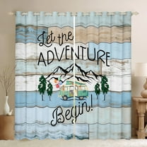 Erosebridal Vintage Camper Curtains for Living Room,Lodge Cabin Blackout Curtains Set of 2 (38x45),Happy Camping Curtains and Drapes (38x45),Rustic Bedroom Decorative