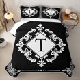 thumbnail image 1 of Erosebridal Vintage Damask Baroque Floral Twin Quilt Set,Rustic Victorian Flowers Letter T Twin Coverlet Set For Adults,2pcs, 1 of 7