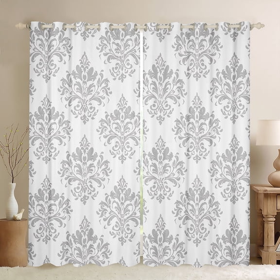 Erosebridal Vintage Dasmark Floral Curtains Pack of 2(38x54),Retro Gothic Theme Black Out Curtains,Wilver Jacquard Design Curtains for Living Room,Microfiber Bedroom Decoration