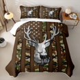 thumbnail image 1 of Erosebridal Vintage Deer Moose Quilt Full for Boys Men, Brown Camo Branches Full Bedspread Sets, 3pcs, 1 of 7