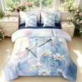 thumbnail image 1 of Erosebridal Vintage Dragonfly 7-Piece Twin Bedding,Elegant Flower Bedding Comforter Set,White Blue,Navy Blue Reversible, 1 of 7