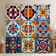 thumbnail image 1 of Erosebridal Vintage Floral Blackout Curtains Set of 2 (52x84 Each) for Women Girls, Mandala Checkered Window Curtains, 1 of 6