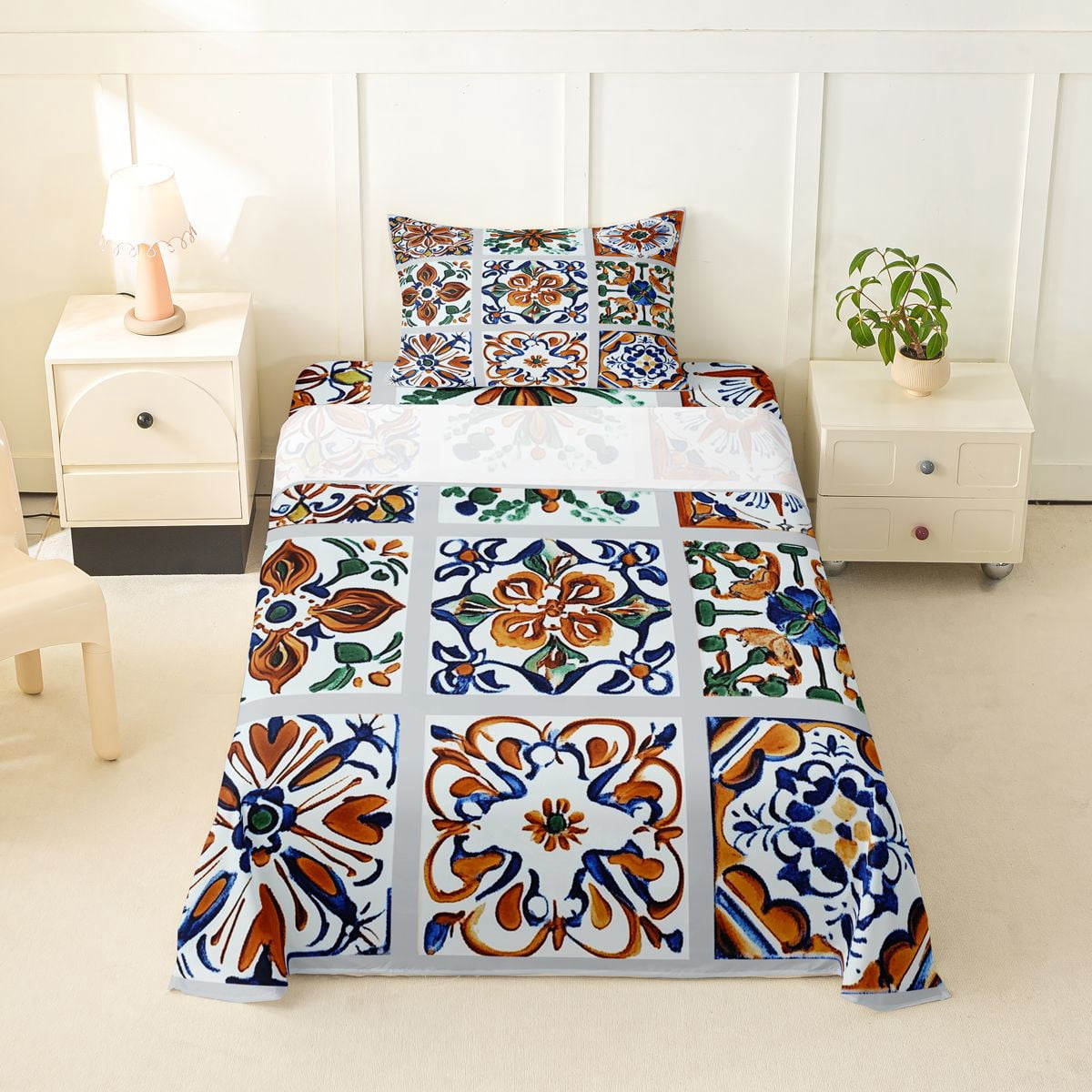 Erosebridal Vintage Floral Pattern Twin Sheet Sets,Retro Boho Aesthetic ...