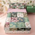 thumbnail image 1 of Erosebridal Vintage Floral Pattern Zipper Twin Comforter Sets with Fitted Sheet and 2 Pillowcases,Watercolor Rose Print Zipper Bedding Set,Green Pink Beige,Pink Reversible, 1 of 6