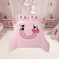 thumbnail image 1 of Erosebridal Initial Monogrammed Bedding Twin Comforter Set,Bowknot Cow Print Down Comforter,Microfiber Reversible Bedding Sets Twin with Comforter,Kawaii Room Decorative,3pcs, 1 of 8