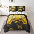 thumbnail image 1 of Erosebridal Vintage Gamepad Bedding Sets Twin Size, Yellow Comforter Sets with Sheets, Honeycomb Geometry Decor, Reversible 7pcs, 1 of 6