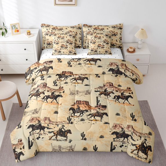 Erosebridal Western Cowboy Bedding Sets Full Size, Farm Animal Comforter Sets with Sheets, Rustic Lodge Cabin Decor, Reversible