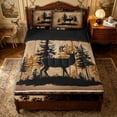 thumbnail image 1 of Erosebridal Vintage Jungle Deer Zipper Full Size Comforter Sets with Fitted Sheet and 2 Pillowcases for Women Men, Cabin Pine Tree Zipper Bedding Set, Black Reversible, 4pcs, 1 of 7