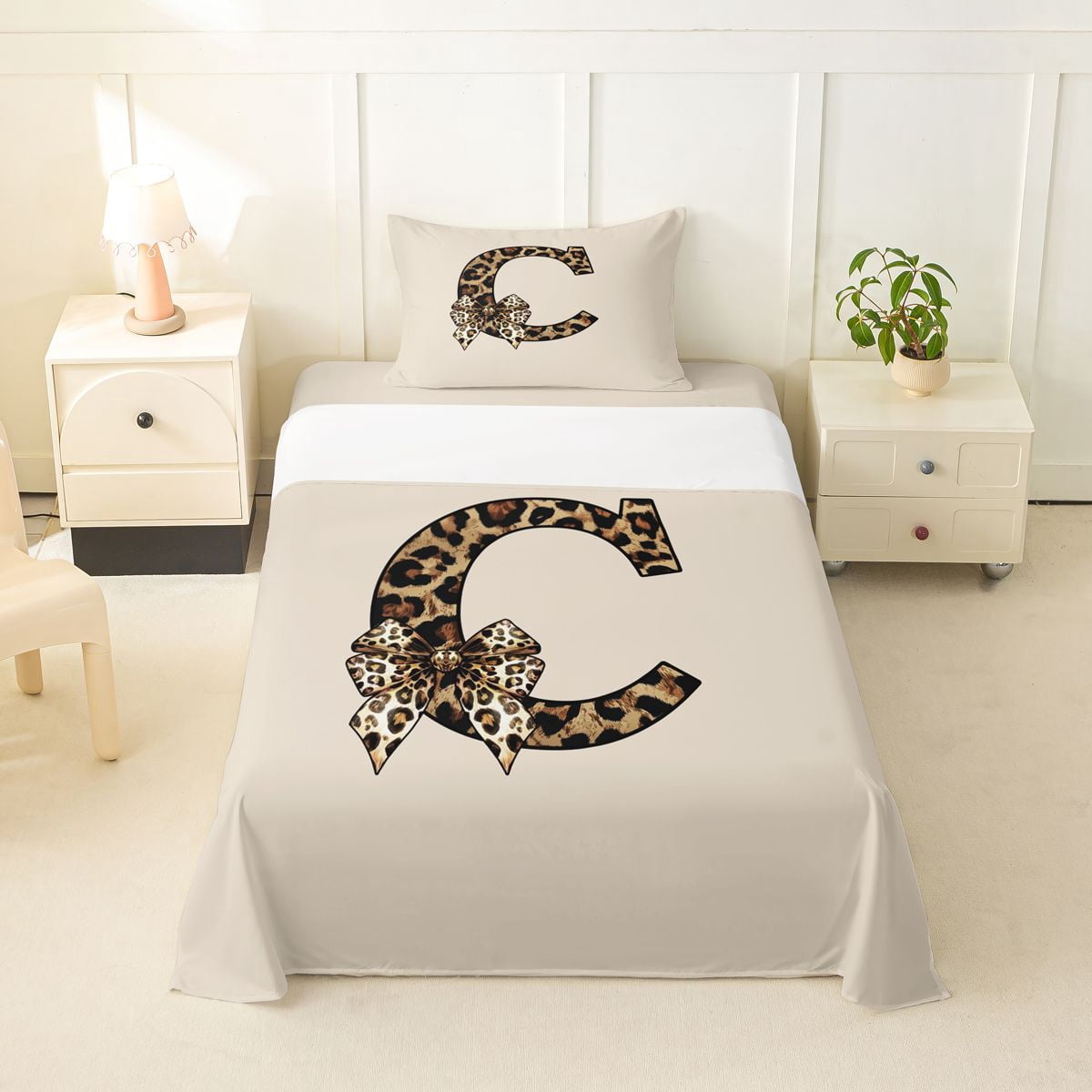 Erosebridal Vintage Leopard Print Bow Tie Twin Sheet Sets 3pcs For ...