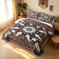 thumbnail image 1 of Erosebridal Vintage Mandala Twin Quilt Set, Traditional Feather Twin Coverlet Set, Rust Turquoise 2 Pieces, 1 Bedspread and 1 Pillowcase, 1 of 7