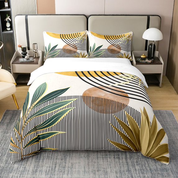 Erosebridal Vintage Minimalism 100% Cotton Duvet Cover Full Size, Geometric Line Bedding Sets Full Size, Modern Fashion Decor, 3pcs（No Comforter）