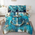 thumbnail image 1 of Erosebridal Vintage Nautical Anchor Bedding Queen Size, Coastal Starfish Comforter Sets with Sheets, Reversible 7pcs, 1 of 5
