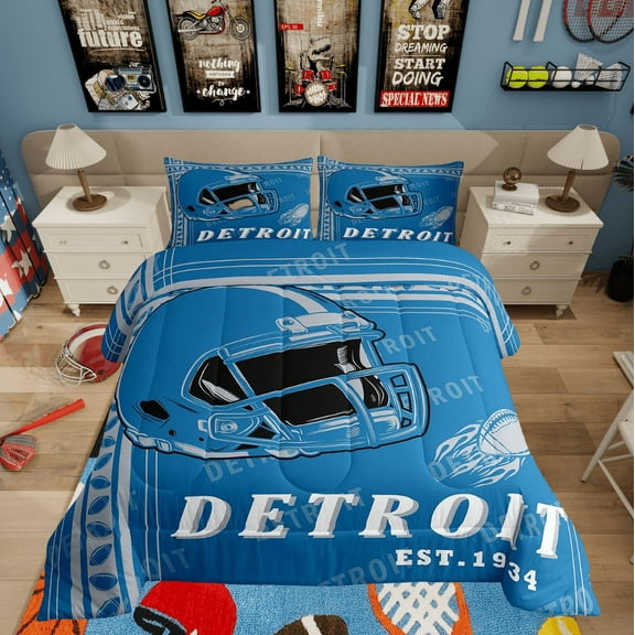 Erosebridal Vintage Rugby Comforter Sets Twin Size, Soccer Lover Comforters & Duvets, Football Player Decor, 2pcs