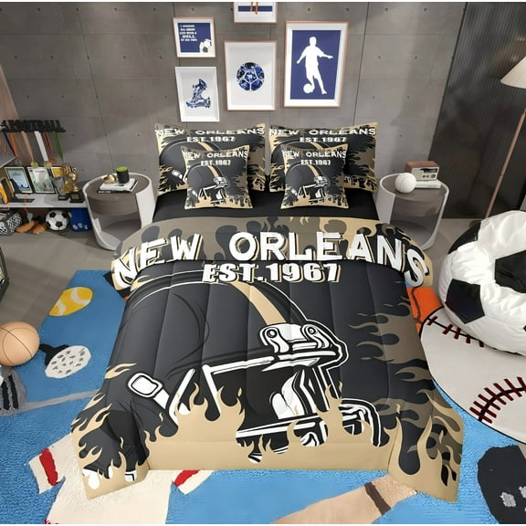 Erosebridal Vintage Soccer Bedding Sets Twin Size s, Rugby Lovers Bedding Accessories, Football Sport Decor, Reversible