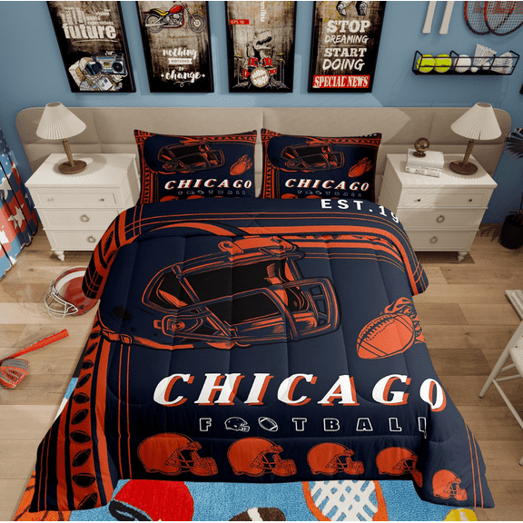 Erosebridal Vintage Soccer Bedding Sets Twin with Comforter, Teens Football Duvet Insert, Rugby Game Decor, Ultra Soft 2 Pieces