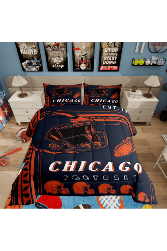 Vintage Soccer Bedding Sets Twin with Comforter, Teens Football Duvet Insert, Rugby Game Decor, Ultra Soft 2 Pieces