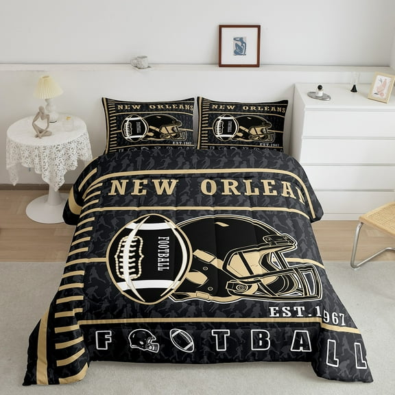 Erosebridal Vintage Soccer Bedding Sets Twin with Comforter s, Rugby Lovers Duvet Insert, Football Sport Decor, Reversible