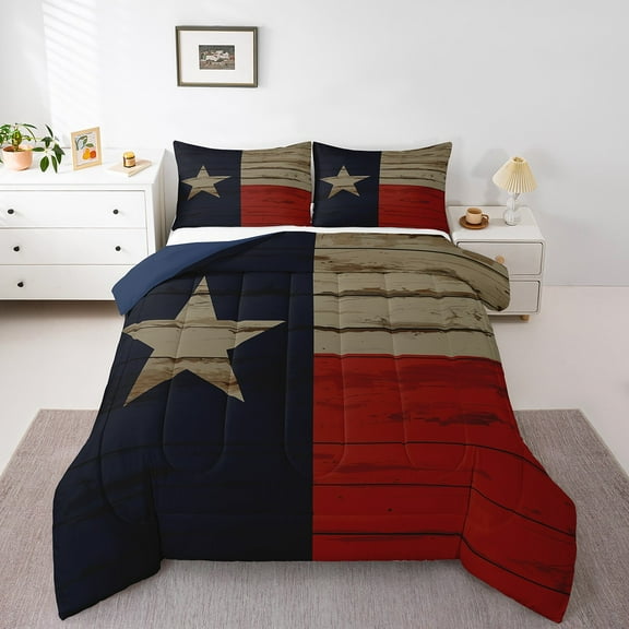 Erosebridal Vintage US Flag Bedding Sets Twin with Comforter, July Fourth Independence Day Duvet Insert, Patriotic Theme Comforter Sets Twin Size, Breathable Bedroom Decor, 2pcs