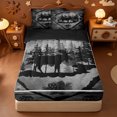 thumbnail image 1 of Erosebridal Vintage Wood Moose Silhouette Zipper Twin Comforter Sets with Fitted Sheet and 2 Pillowcases,Pine Tree Rustic Cabin Wildlife Zipper Bedding Set For Boys,Black Reversible,4-Piece, 1 of 7