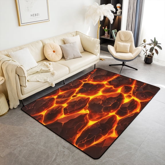 Erosebridal Volcano Eruption Rugs For Bedroom 5x7,Volcano Lava Living Room Decor,Natural Disaster Decor