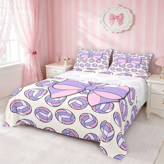 Erosebridal Volleyball Ball Bow Queen Sheets for Girls, Volleyball Ball ...