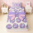 thumbnail image 1 of Erosebridal Volleyball Ball Bow Twin Fitted Sheet for Girls, Sporty Athletic Team Play Bedding, 2-Piece 1 Fitted Sheet and 1 Pillowcase, 1 of 4