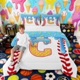 thumbnail image 1 of Erosebridal Waffle Drip Letter C Full Size Comforter Sets, Cute Baseball Sport Bedding Sets for Girls and Boys, Gray Reversible 3-Piece, 1 Comforter and 2 Pillowcases, 1 of 6