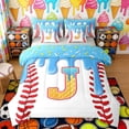 thumbnail image 1 of Erosebridal Waffle Drip Letter J Twin Bedding Sets, Cute Baseball Sport Bedding Comforter Set for Girls and Boys, Gray Reversible 7pcs, 1 of 6