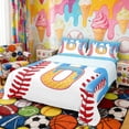 thumbnail image 1 of Erosebridal Waffle Drip Letter O Queen Sheet Sets, Cute Baseball Sport Bed Set for Girls and Boys, 4-Piece, 1 Flat Sheet, 1 Fitted Sheet and 2 Pillowcases, 1 of 6