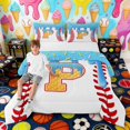 thumbnail image 1 of Erosebridal Waffle Drip Letter P Queen Comforter Set, Cute Baseball Sport Bedding Comforter Set for Girls and Boys, Gray Reversible 3pcs, 1 Comforter and 2 Pillowcases, 1 of 6